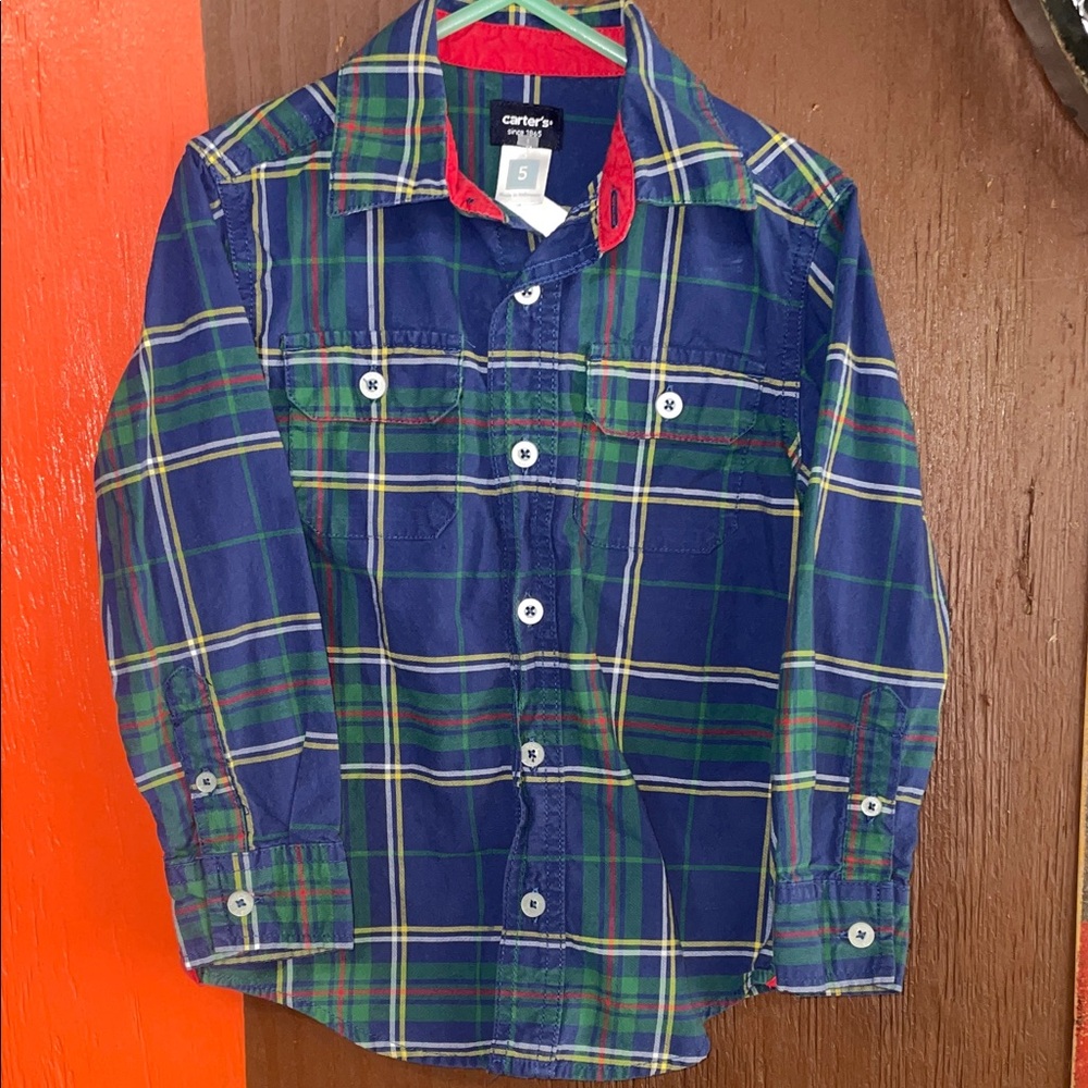 Carter's Multicolor Plaid Button-Down Shirt, size 5